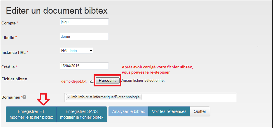 Édition d'un document BibTeX