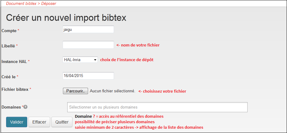 Créer un nouvel import BibTeX