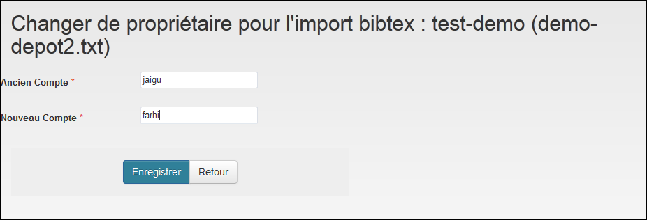 Changer de propriétaire pour l'import BibTeX